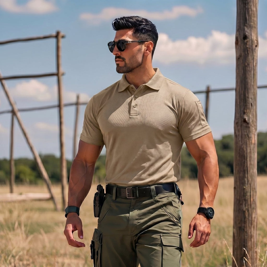 Men's Dry Fit UPF 50+ Golf Workwear Tactical Polo Shirt