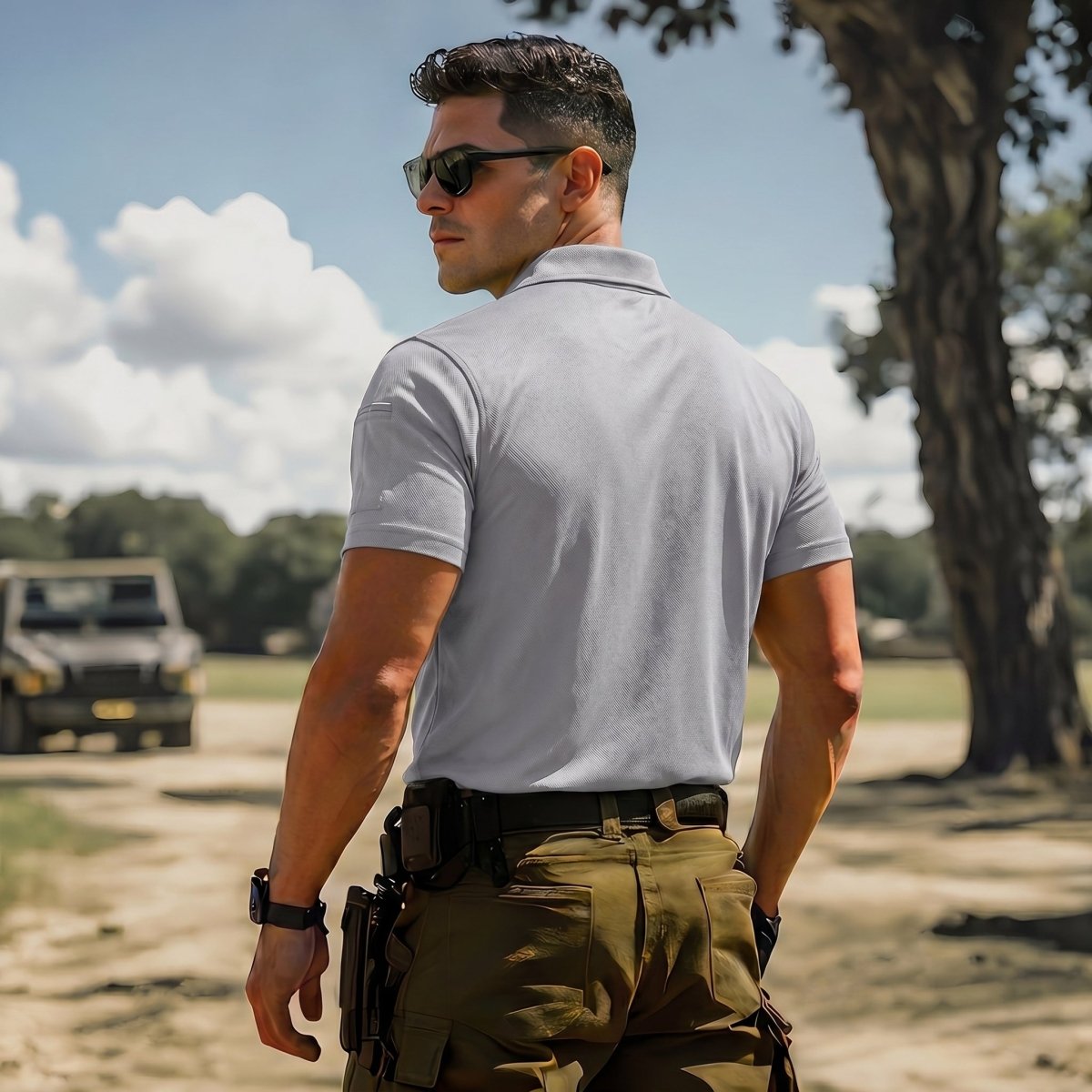 Men's Dry Fit UPF 50+ Golf Workwear Tactical Polo Shirt