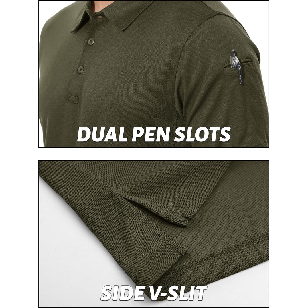 Men's Dry Fit UPF 50+ Golf Workwear Tactical Polo Shirt