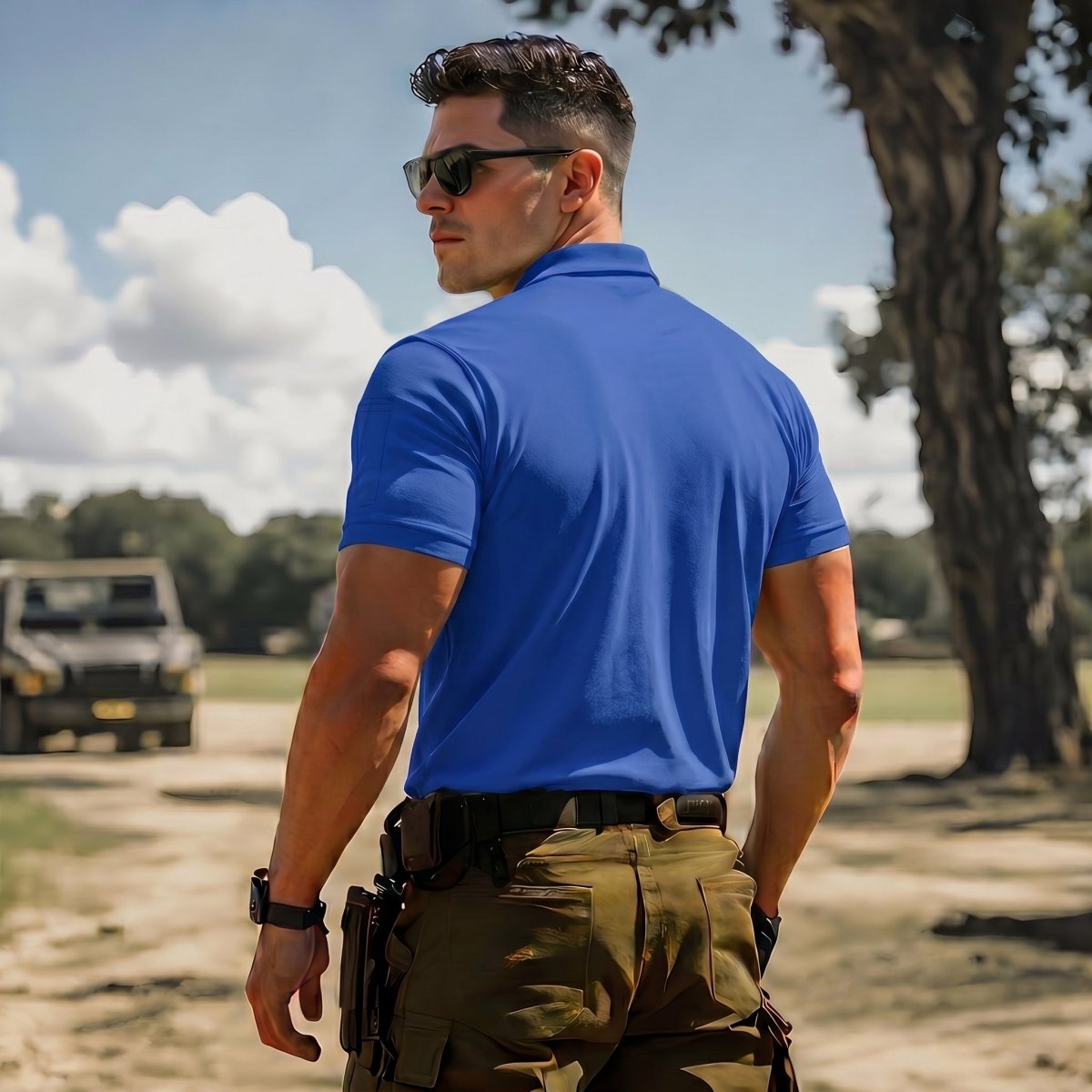 Men's Dry Fit UPF 50+ Golf Workwear Tactical Polo Shirt
