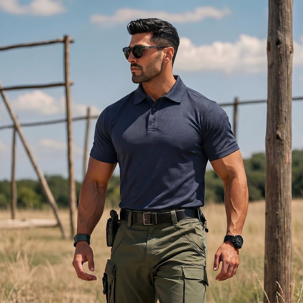 Men's Dry Fit UPF 50+ Golf Workwear Tactical Polo Shirt