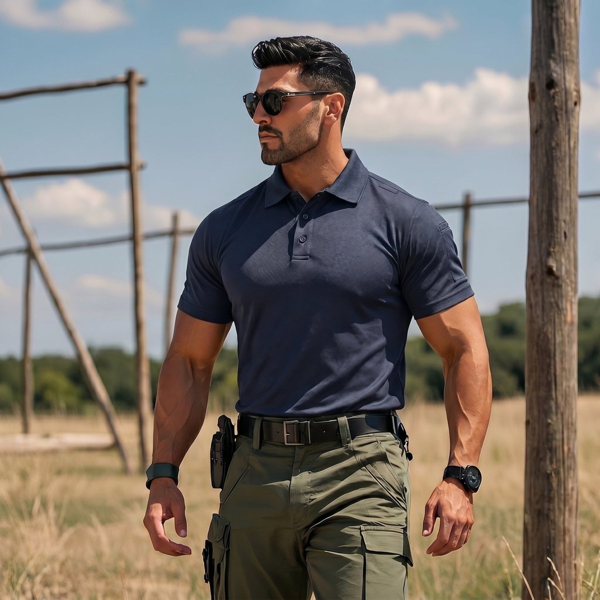 Men's Dry Fit UPF 50+ Golf Workwear Tactical Polo Shirt