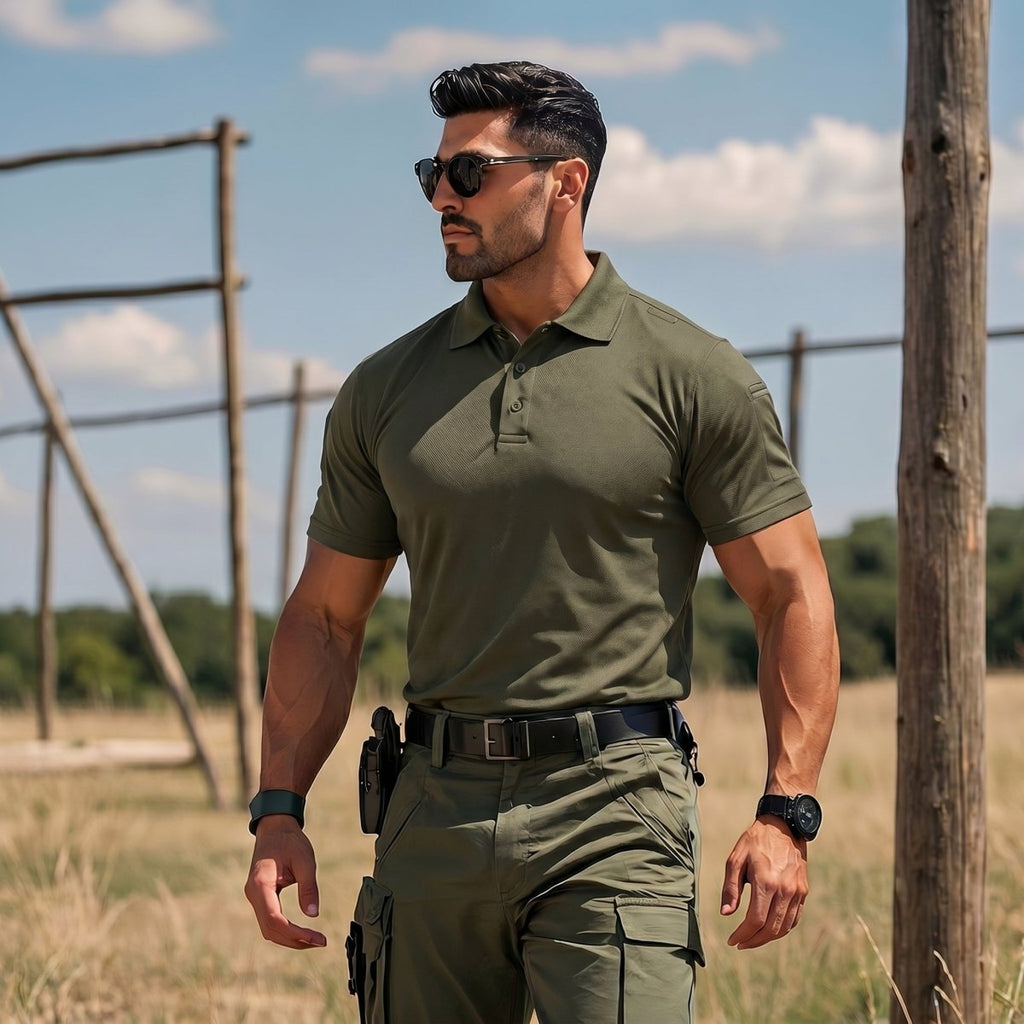 Men's Dry Fit UPF 50+ Golf Workwear Tactical Polo Shirt