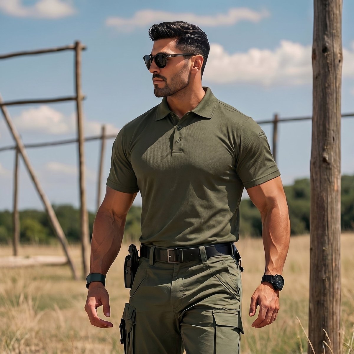 Men's Dry Fit UPF 50+ Golf Workwear Tactical Polo Shirt