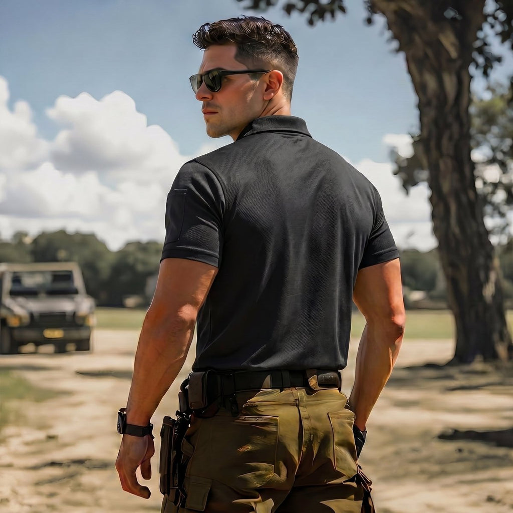 Men's Dry Fit UPF 50+ Golf Workwear Tactical Polo Shirt