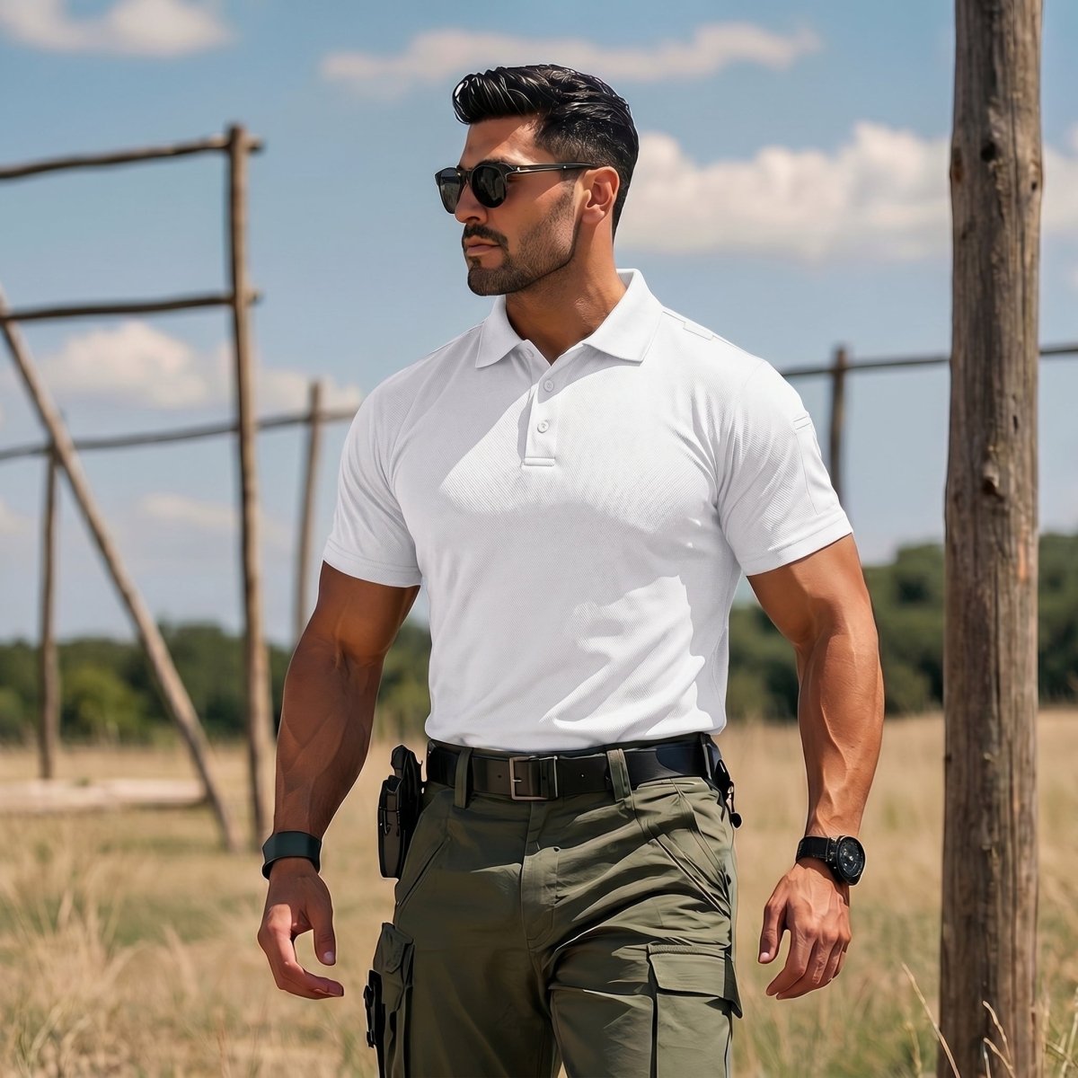Men's Dry Fit UPF 50+ Golf Workwear Tactical Polo Shirt