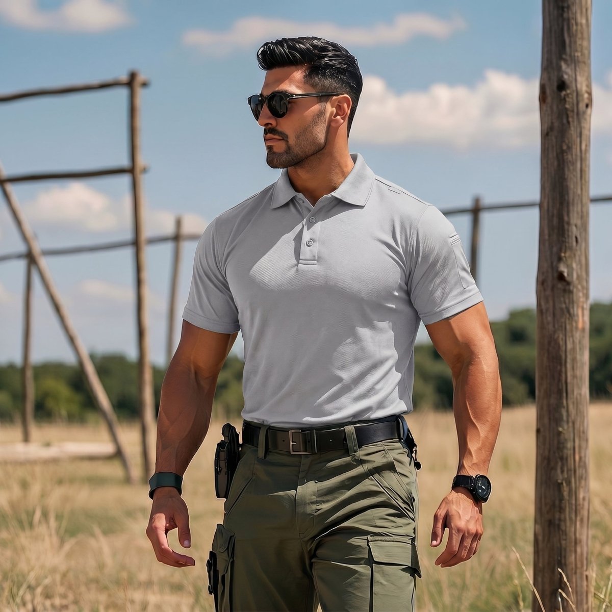 Men's Dry Fit UPF 50+ Golf Workwear Tactical Polo Shirt