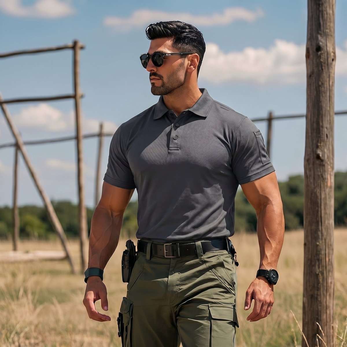 Men's Dry Fit UPF 50+ Golf Workwear Tactical Polo Shirt