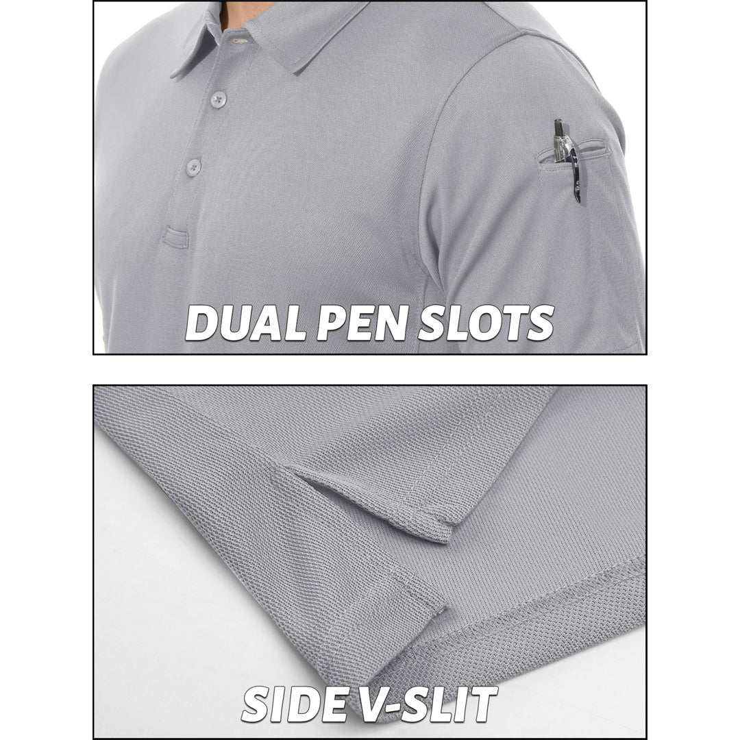 Men's Dry Fit UPF 50+ Golf Workwear Tactical Polo Shirt
