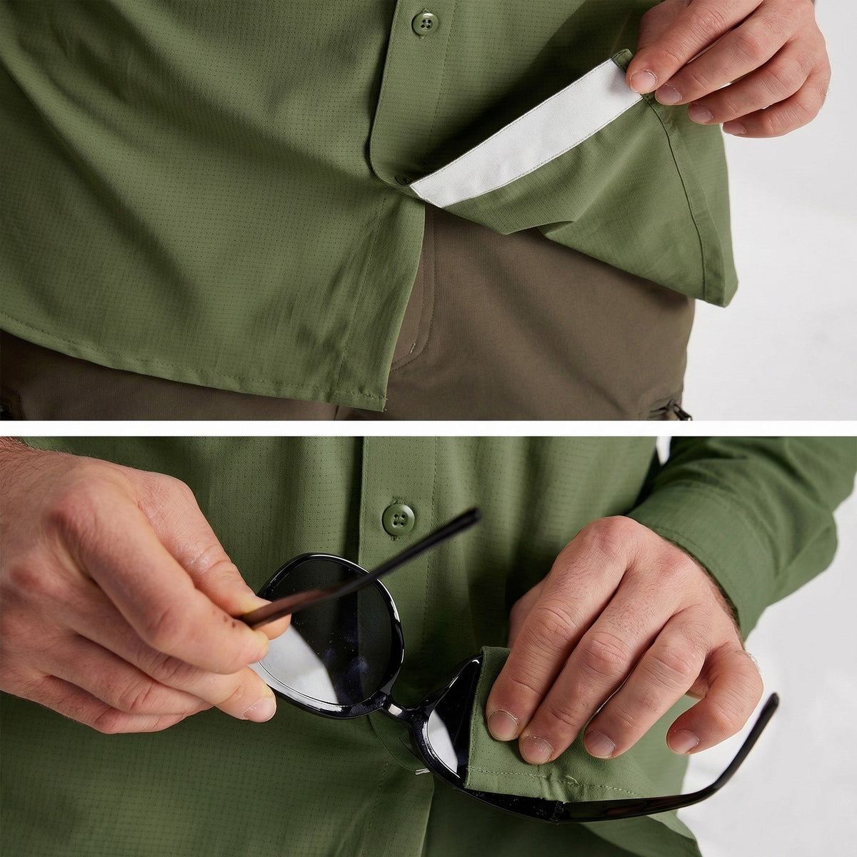 Men's Fishing Shirts UPF Sun Protection Shirts with Zipper Pockets