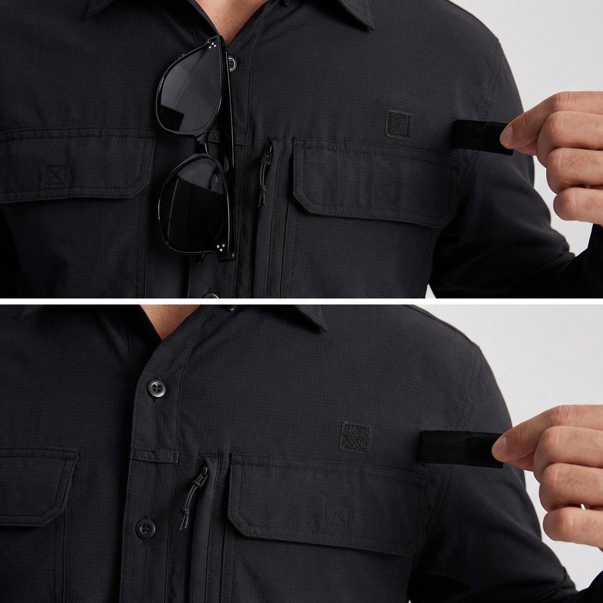 Men's Fishing Shirts UPF Sun Protection Shirts with Zipper Pockets