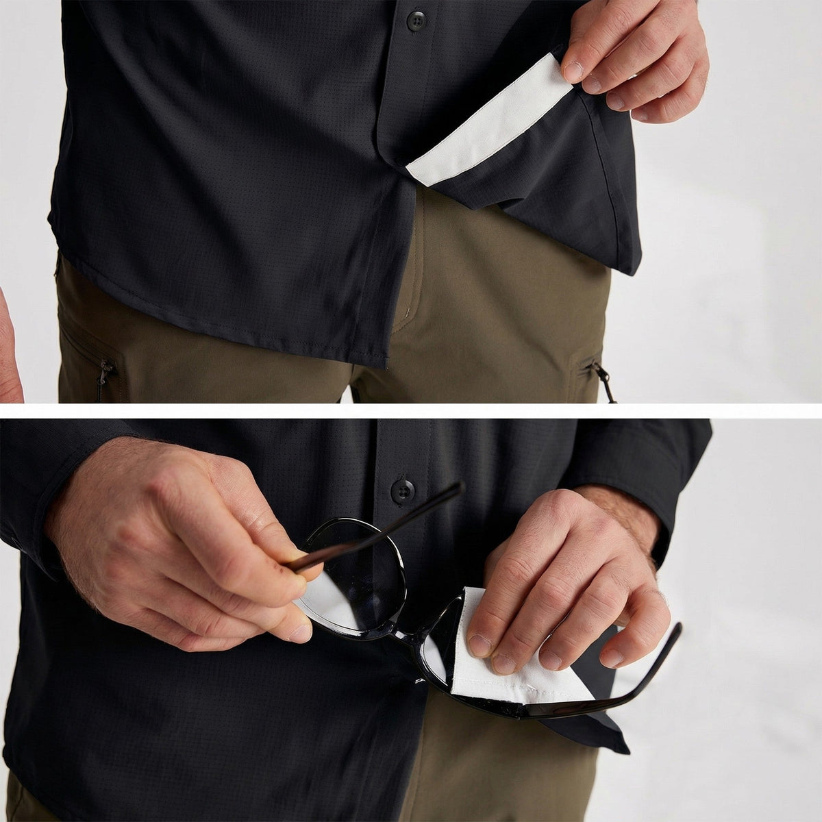 Men's Fishing Shirts UPF Sun Protection Shirts with Zipper Pockets