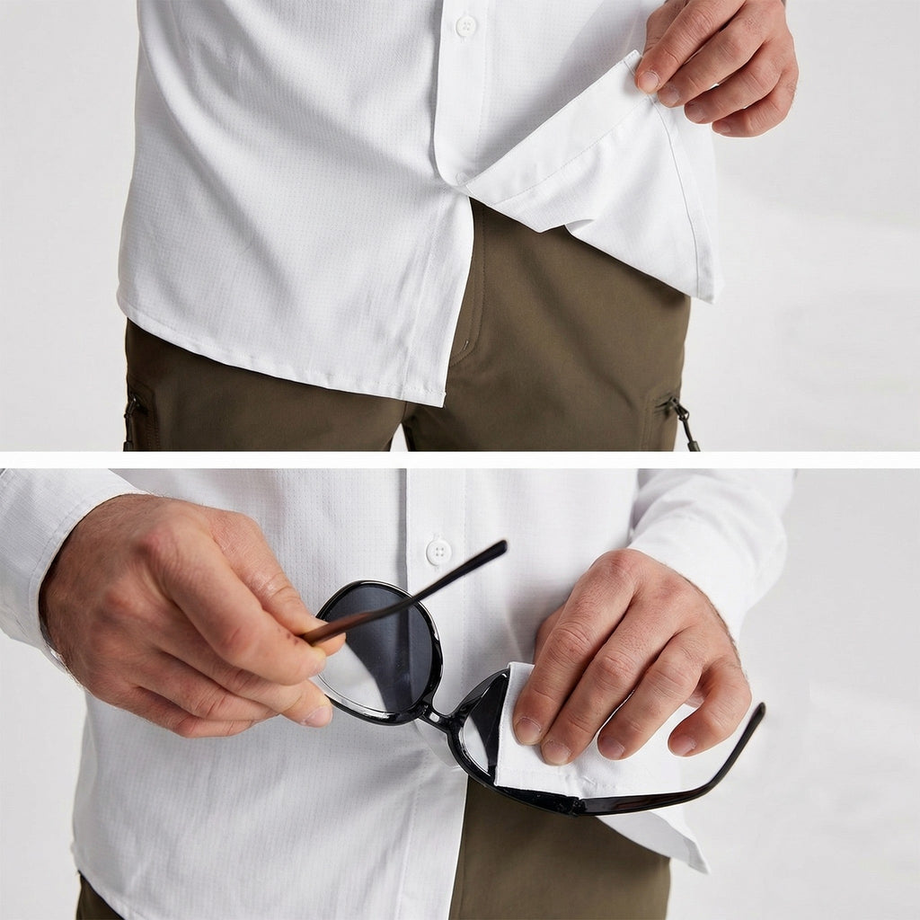 Men's Fishing Shirts UPF Sun Protection Shirts with Zipper Pockets