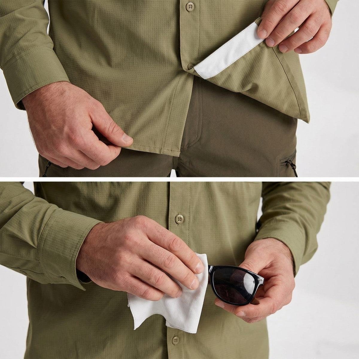 Men's Fishing Shirts UPF Sun Protection Shirts with Zipper Pockets