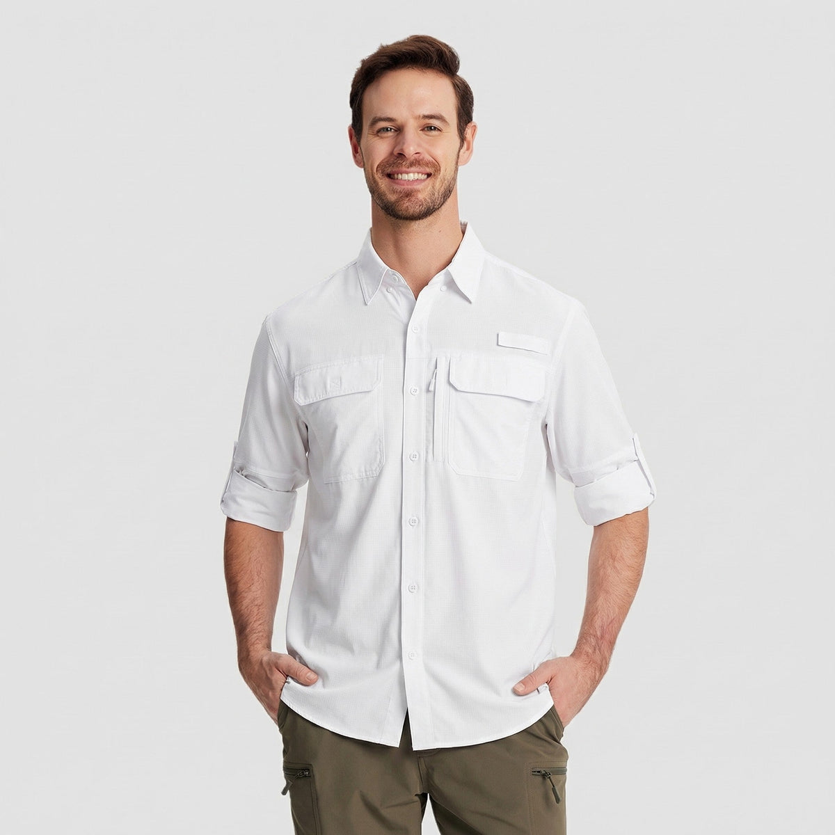 Men's Fishing Shirts UPF Sun Protection Shirts with Zipper Pockets
