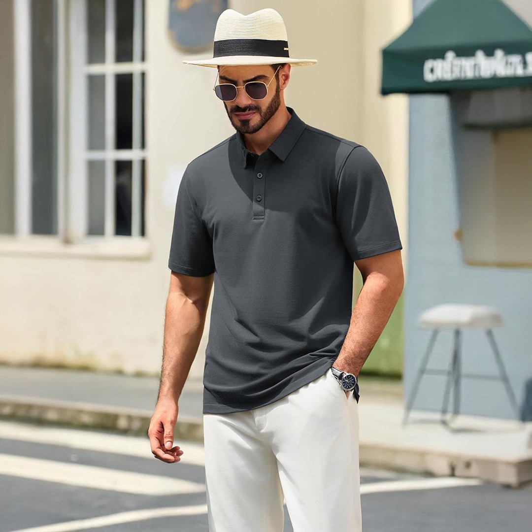 Men's Pique Polo Shirt Short Sleeve Cooling Golf Top