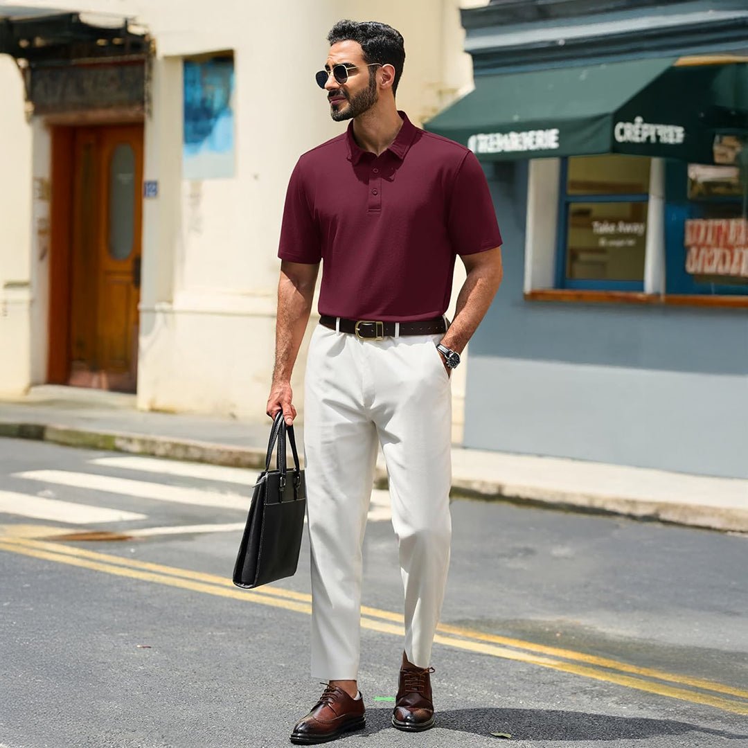 Men's Pique Polo Shirt Short Sleeve Cooling Golf Top