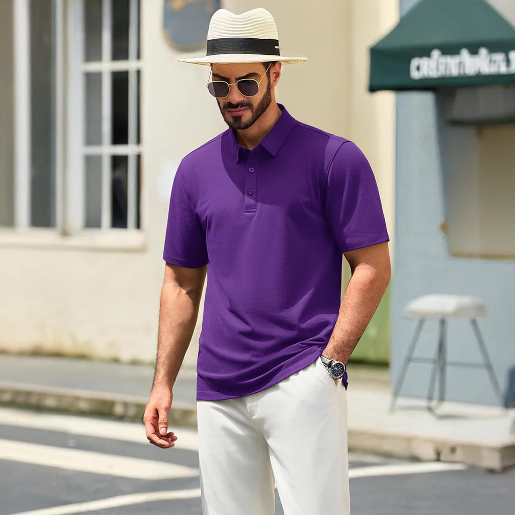 Men's Pique Polo Shirt Short Sleeve Cooling Golf Top