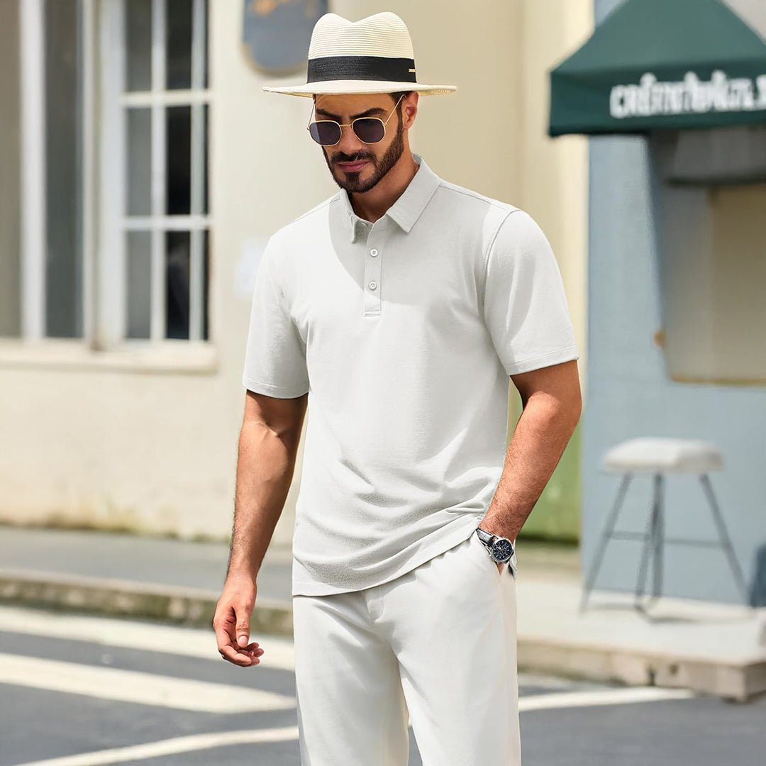 Men's Pique Polo Shirt Short Sleeve Cooling Golf Top