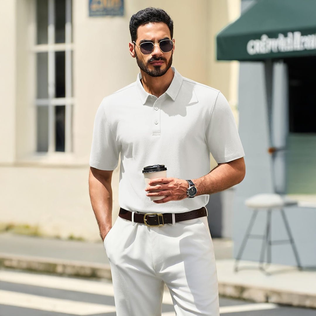 Men's Pique Polo Shirt Short Sleeve Cooling Golf Top