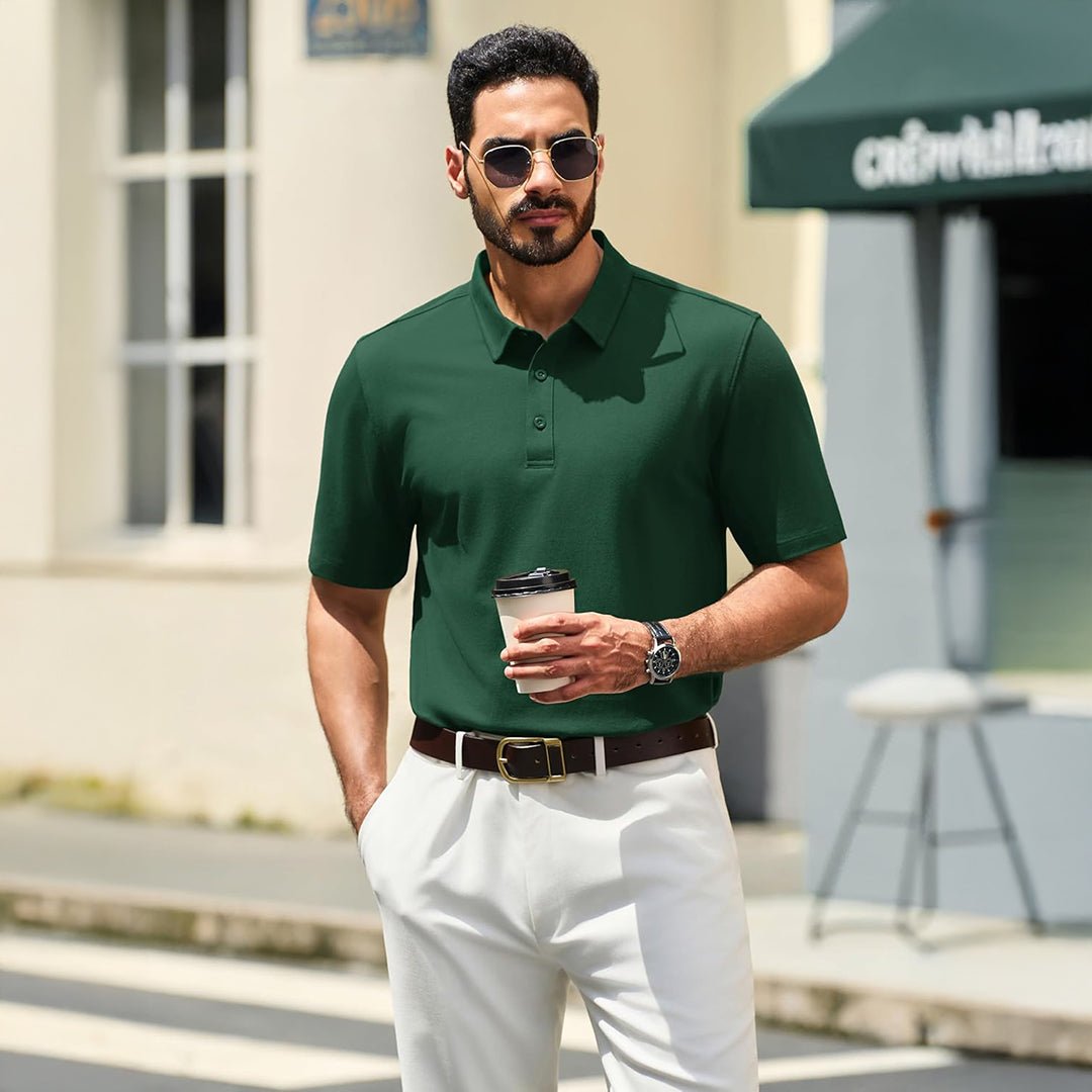 Men's Pique Polo Shirt Short Sleeve Cooling Golf Top