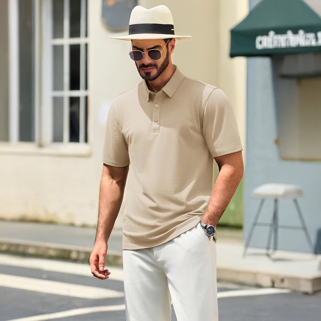 Men's Pique Polo Shirt Short Sleeve Cooling Golf Top