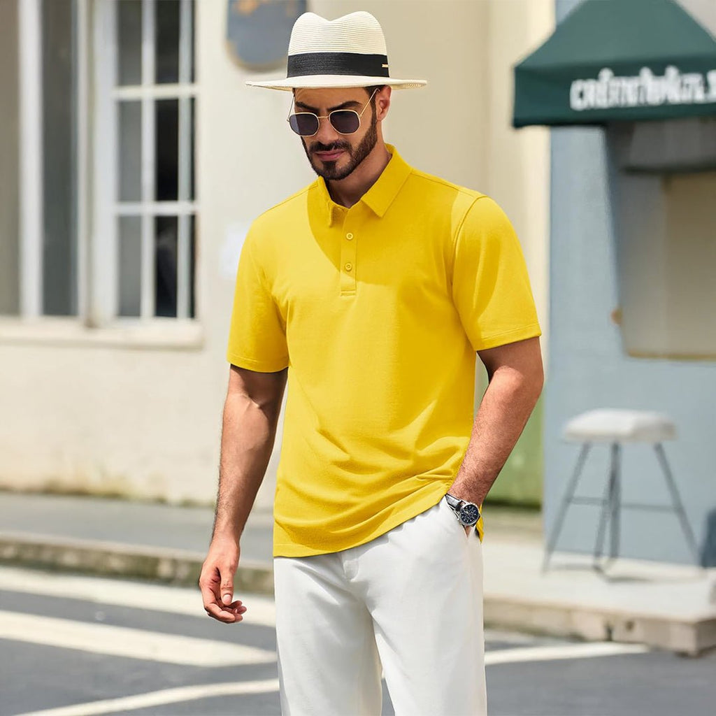 Men's Pique Polo Shirt Short Sleeve Cooling Golf Top