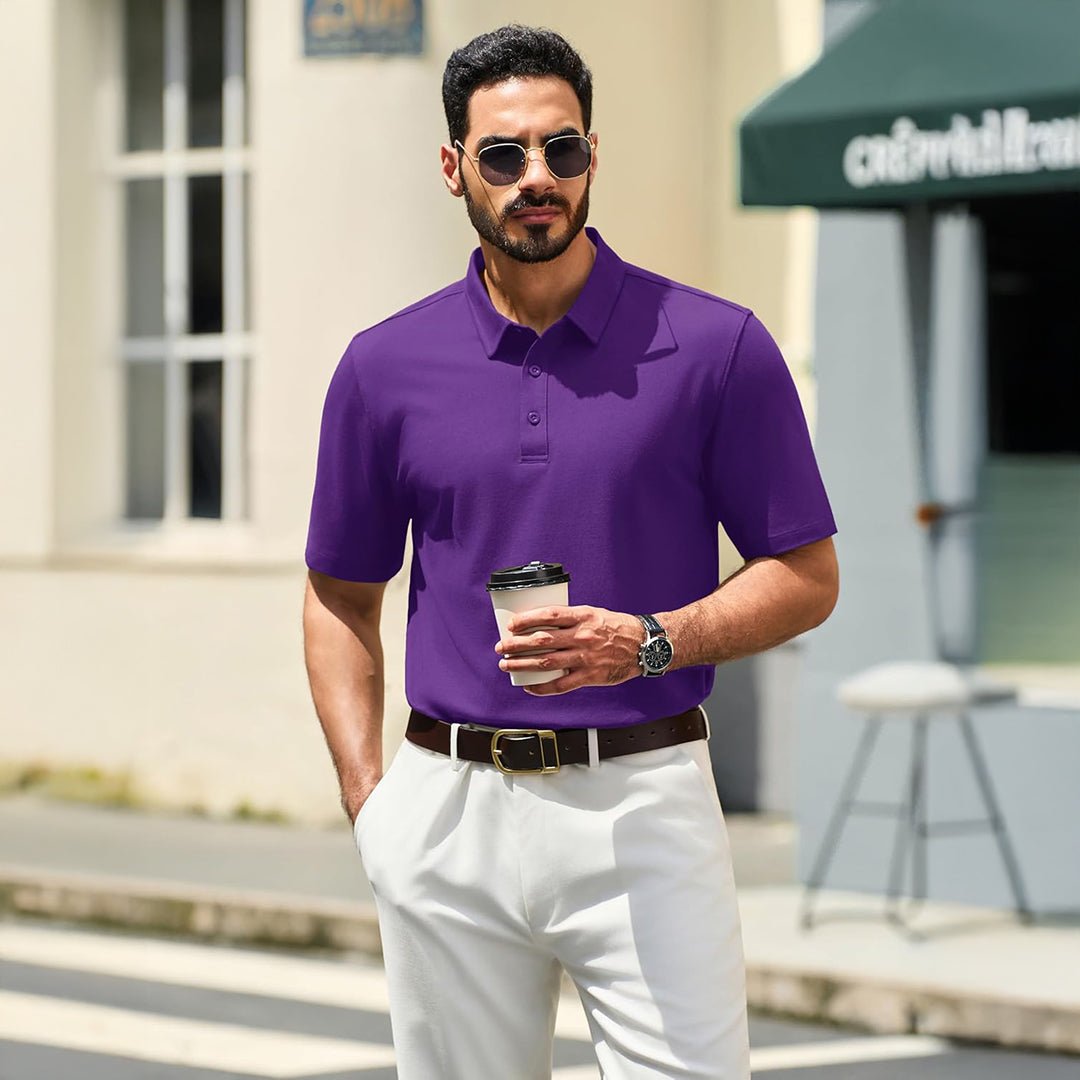 Men's Pique Polo Shirt Short Sleeve Cooling Golf Top