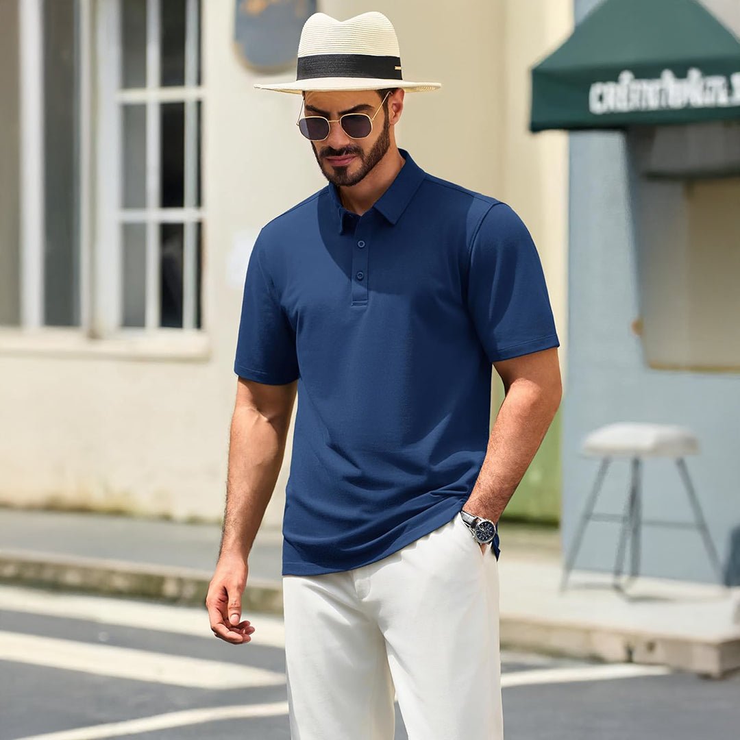 Men's Pique Polo Shirt Short Sleeve Cooling Golf Top