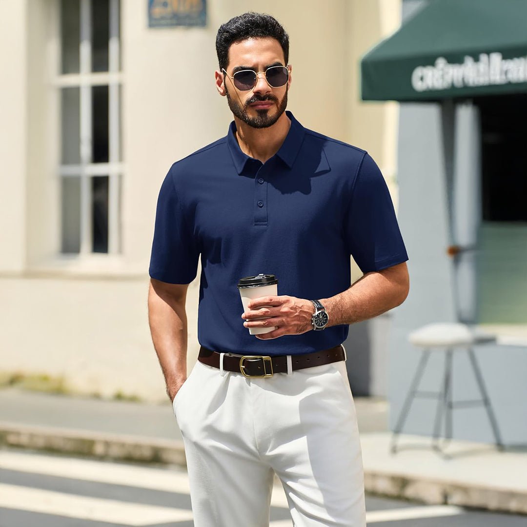Men's Pique Polo Shirt Short Sleeve Cooling Golf Top