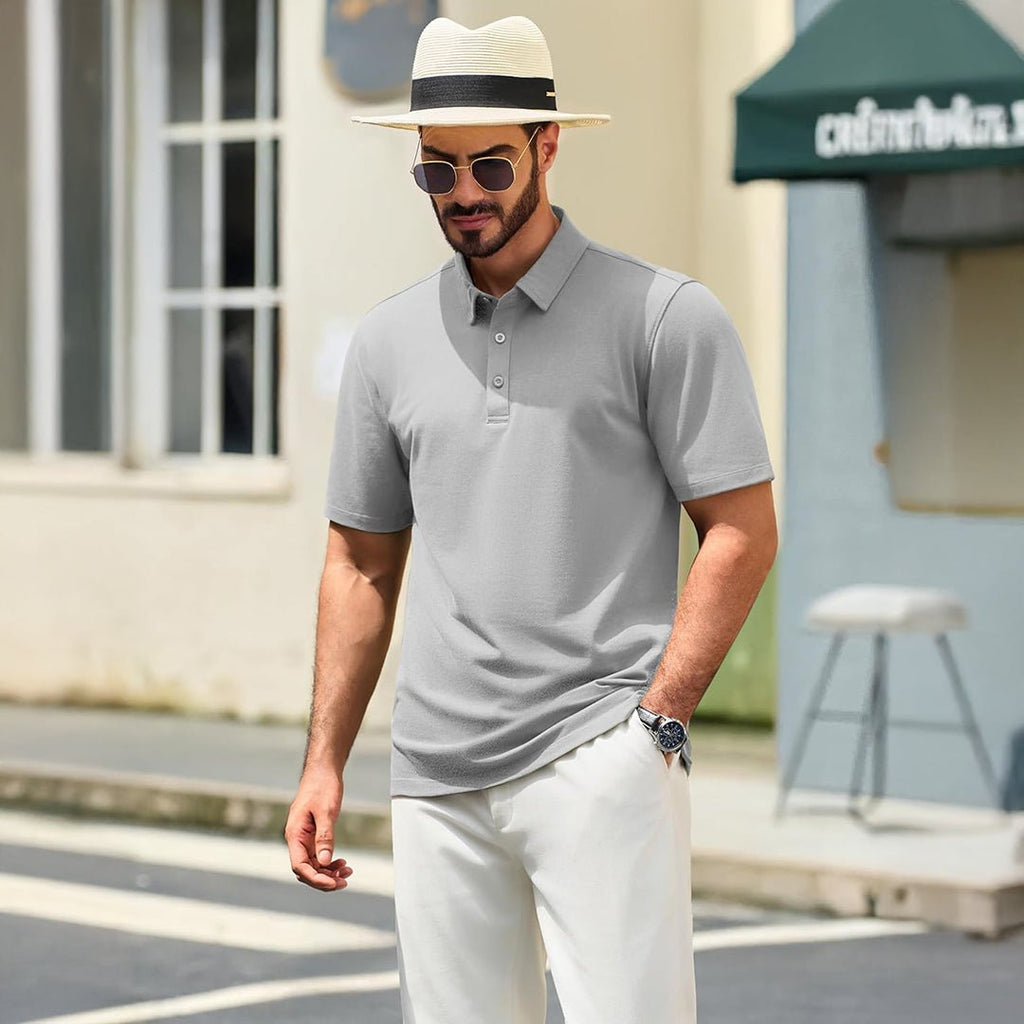Men's Pique Polo Shirt Short Sleeve Cooling Golf Top