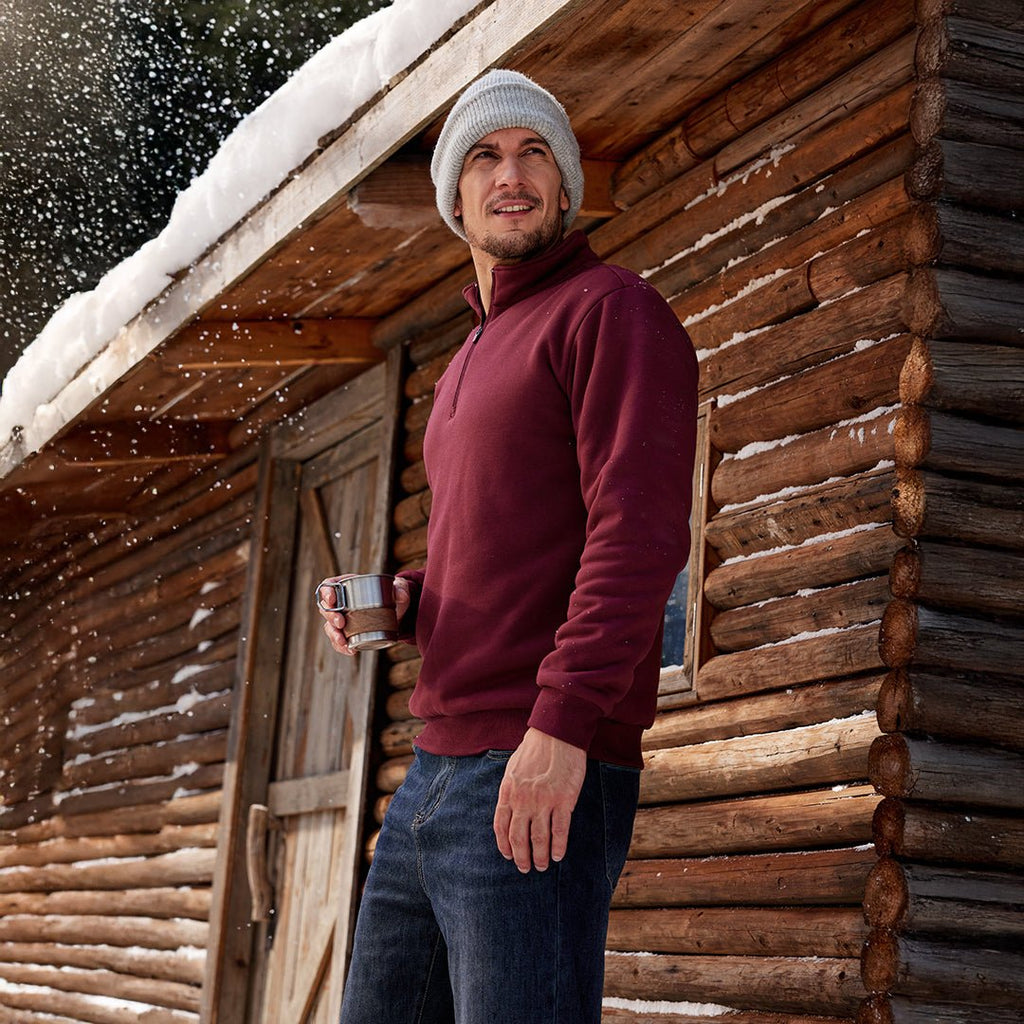 Men's Quarter Zip Fleece Pullover Warm Winter Sweatshirt