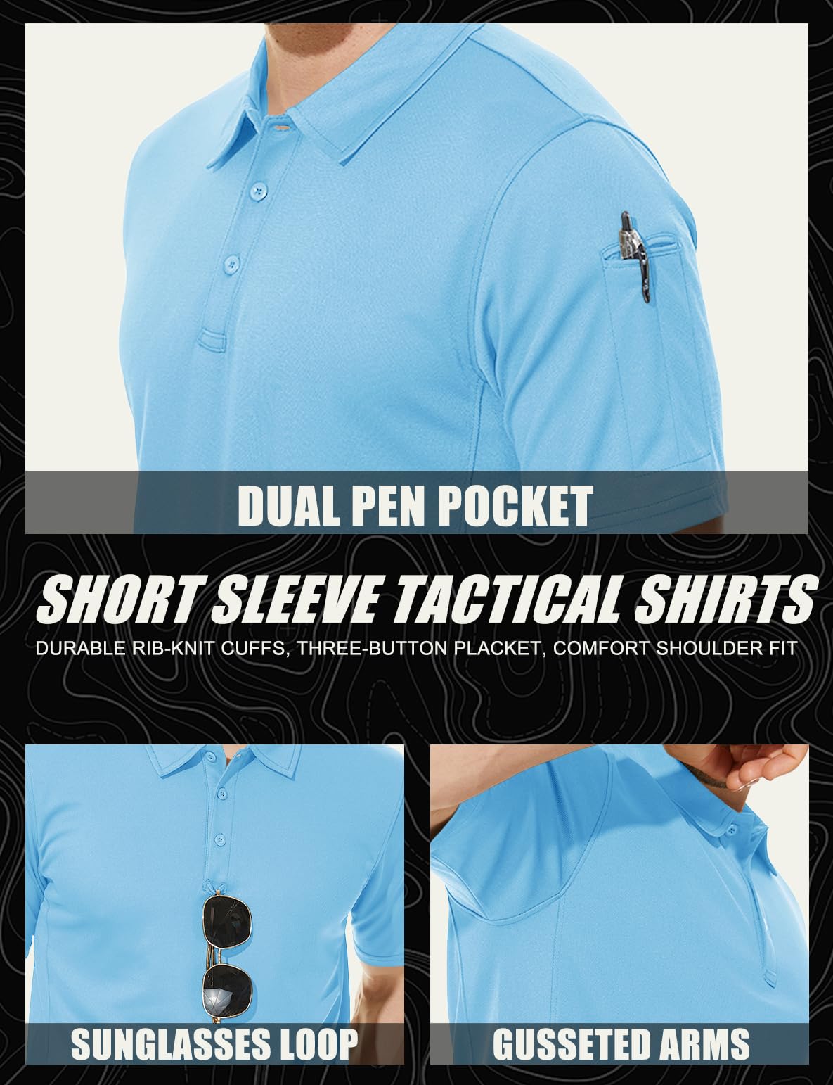 Mens Outdoor Sports Performance Polo Shirts