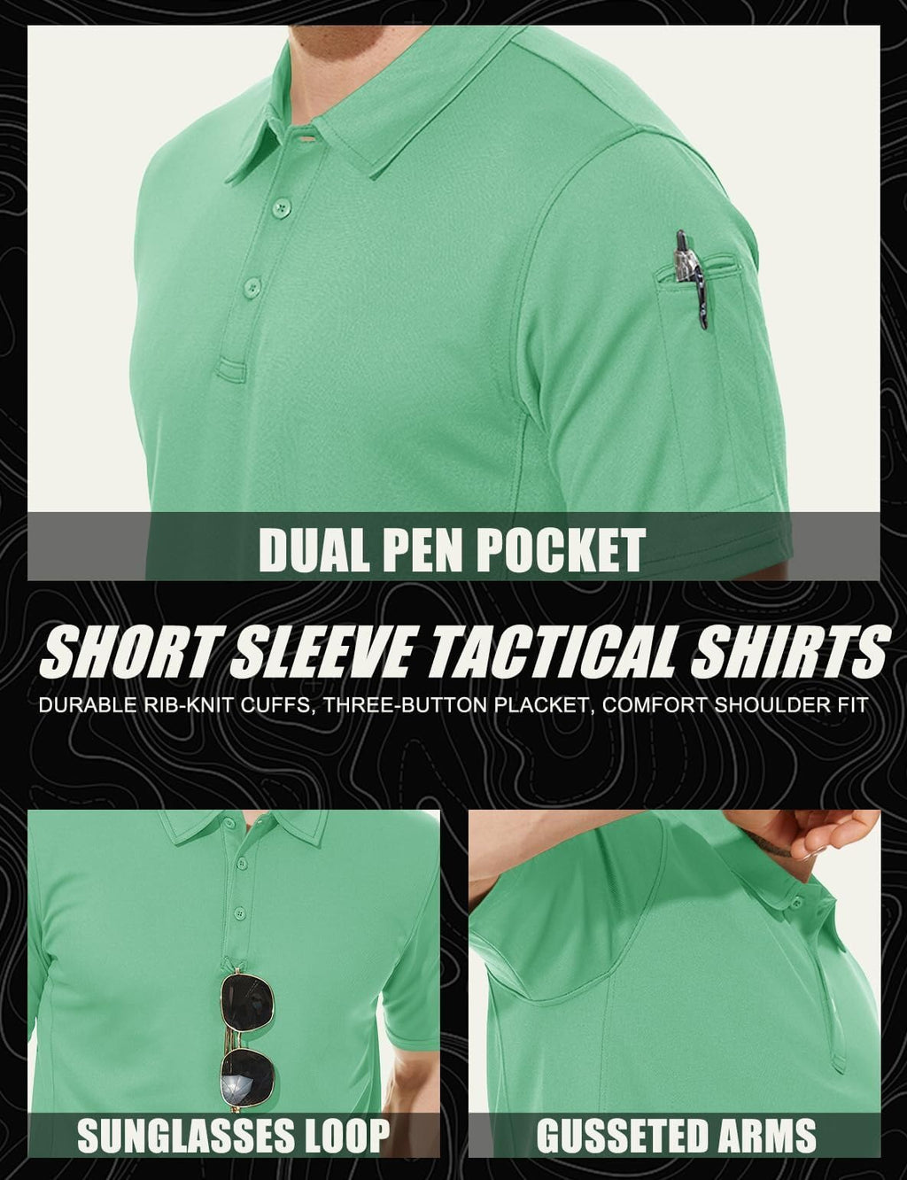 Mens Outdoor Sports Performance Polo Shirts