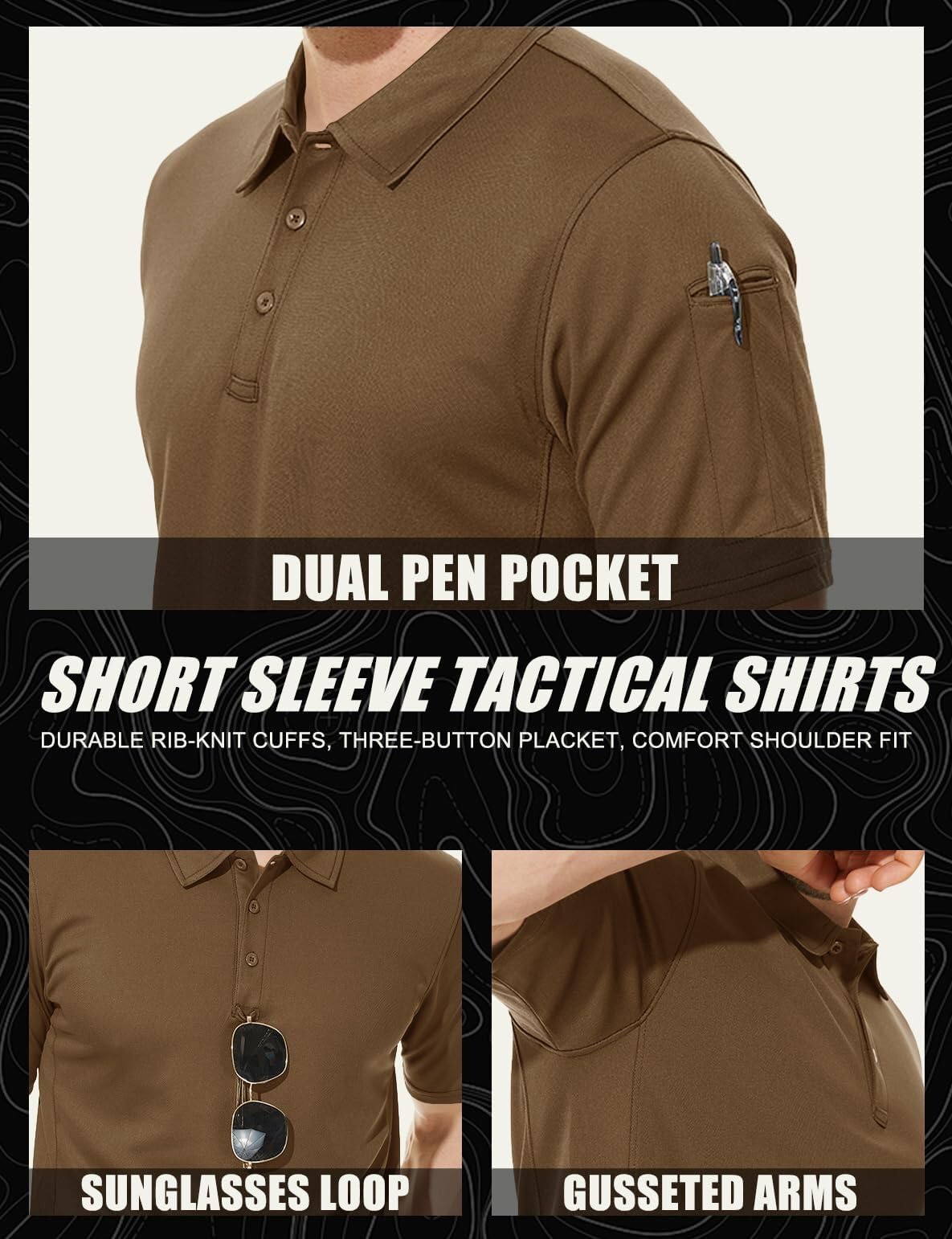 Mens Outdoor Sports Performance Polo Shirts
