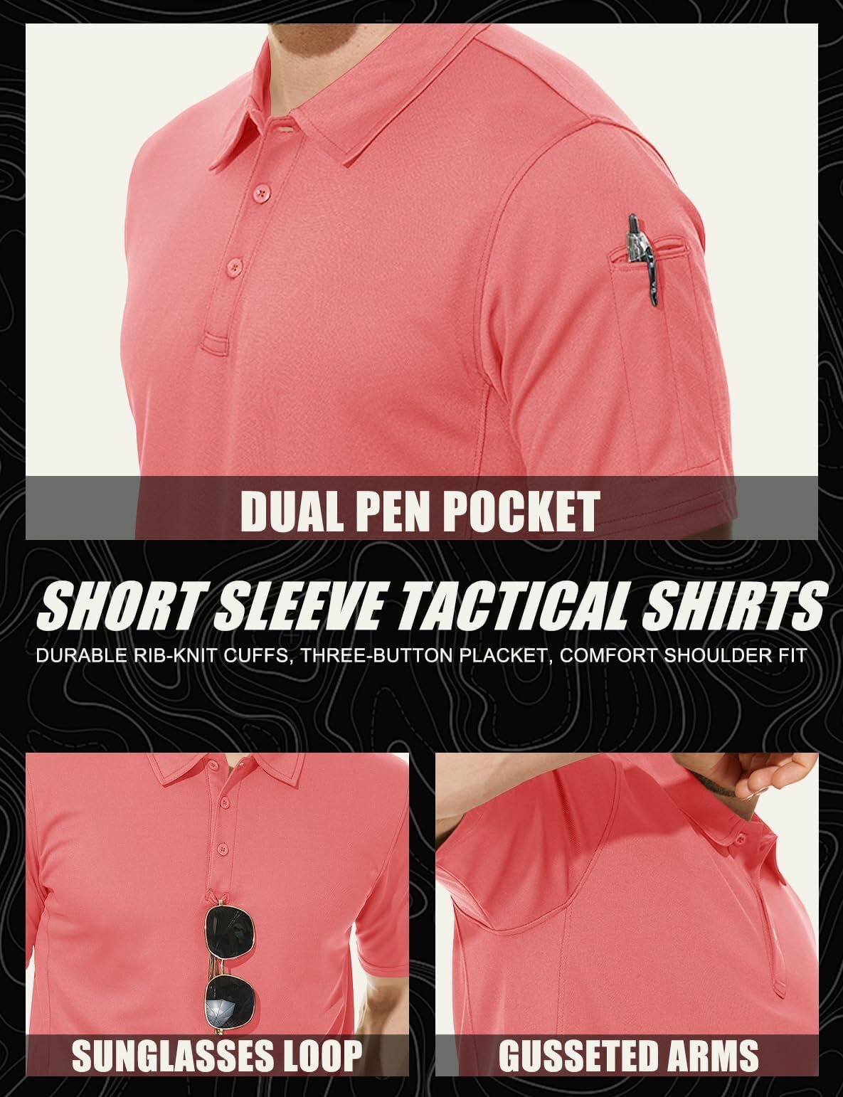 Mens Outdoor Sports Performance Polo Shirts