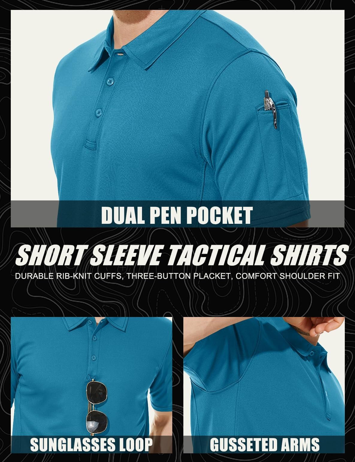Mens Outdoor Sports Performance Polo Shirts