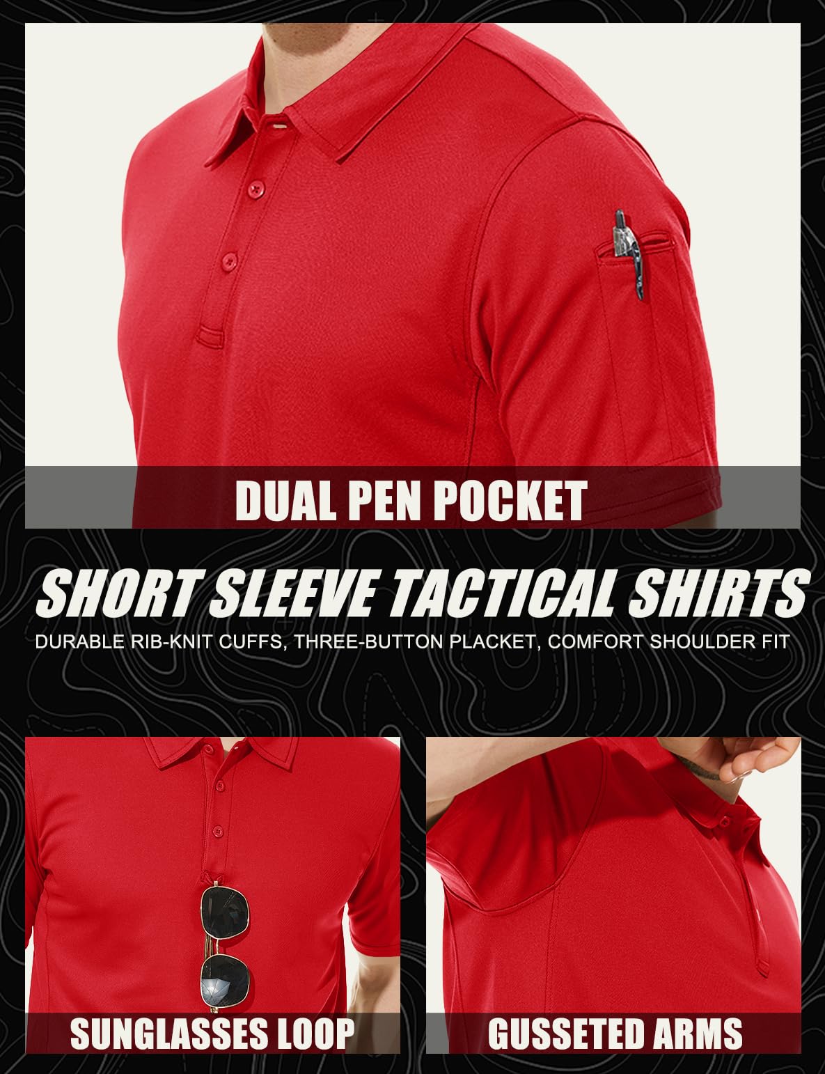Mens Outdoor Sports Performance Polo Shirts