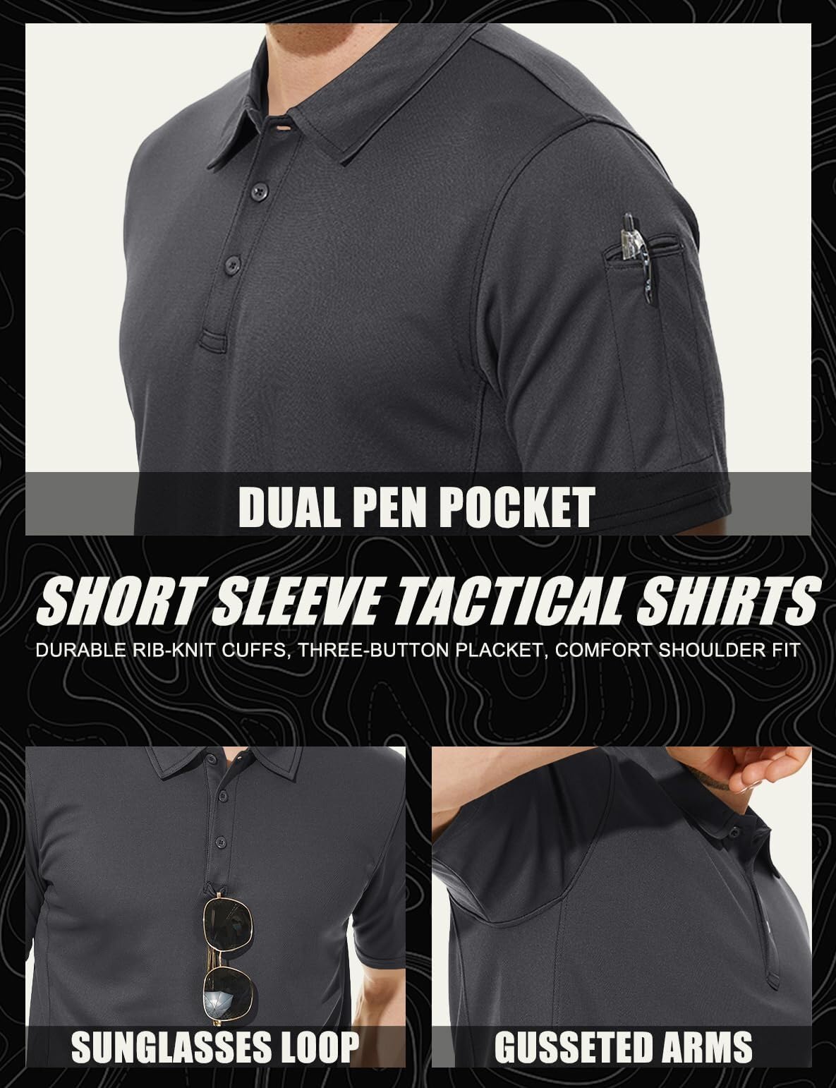 Mens Outdoor Sports Performance Polo Shirts