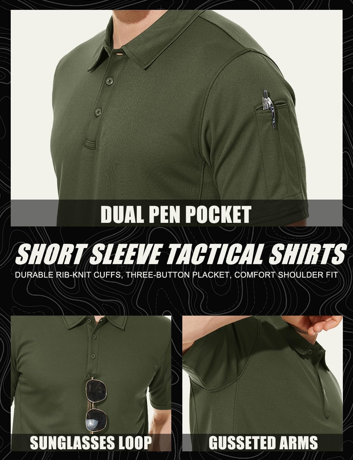 Mens Outdoor Sports Performance Polo Shirts