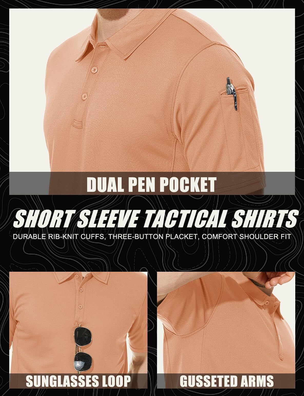Mens Outdoor Sports Performance Polo Shirts