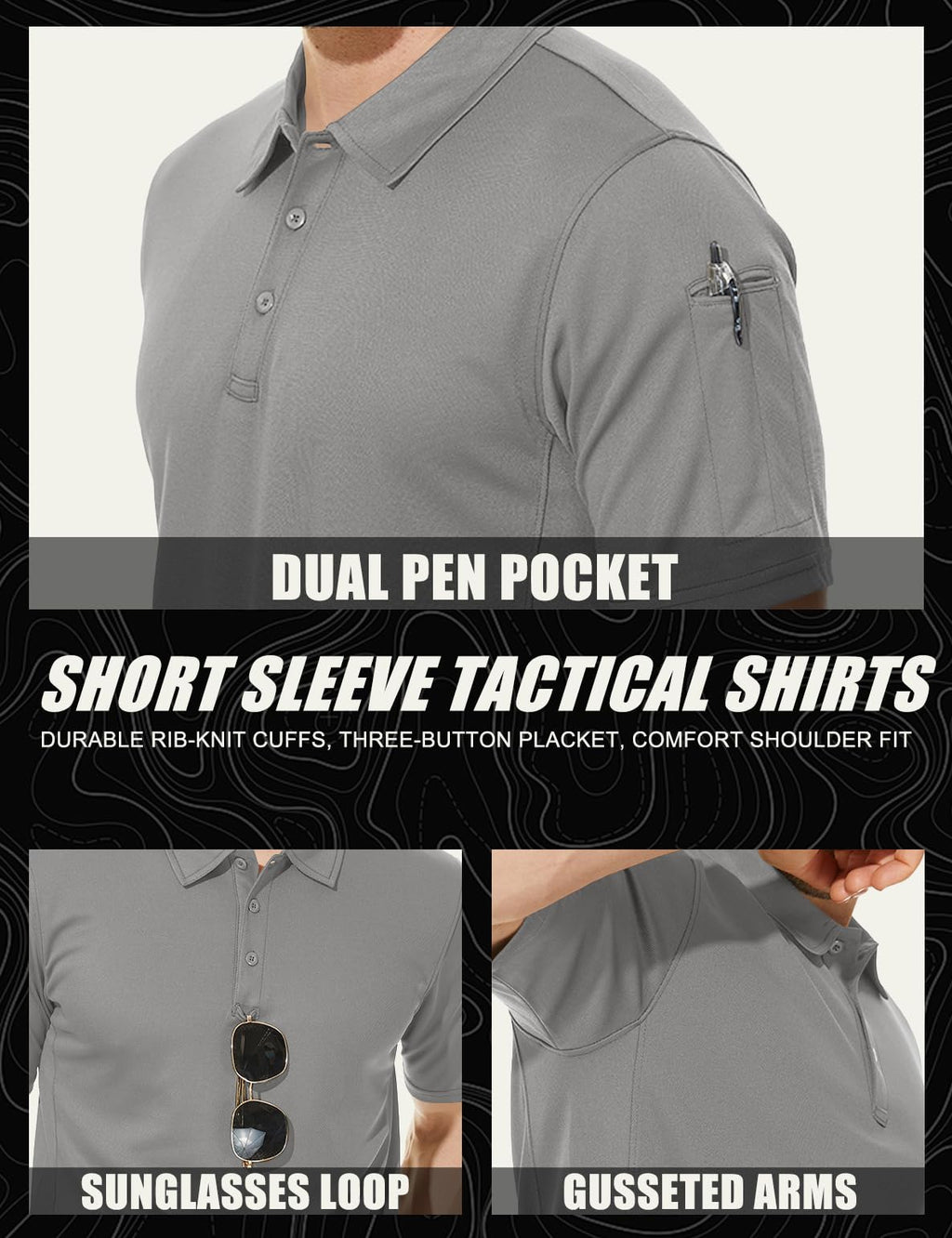 Mens Outdoor Sports Performance Polo Shirts