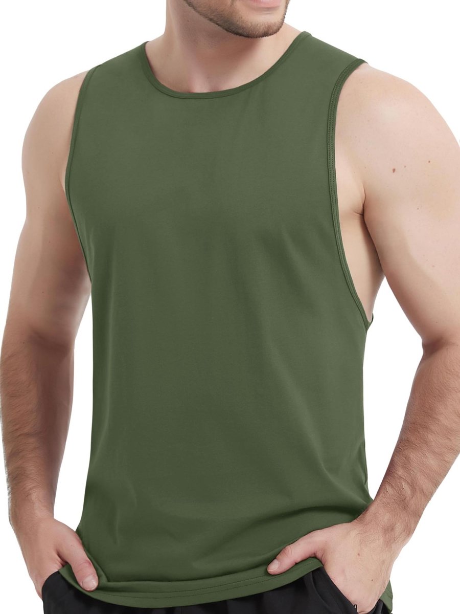 Men's Tank Tops Cotton Sleeveless Wide-Armhole Shirt