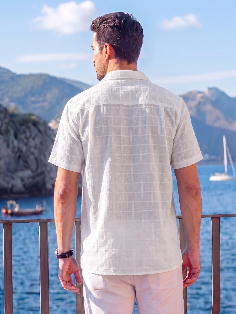 Men's Textured Casual Button Down Short Sleeve