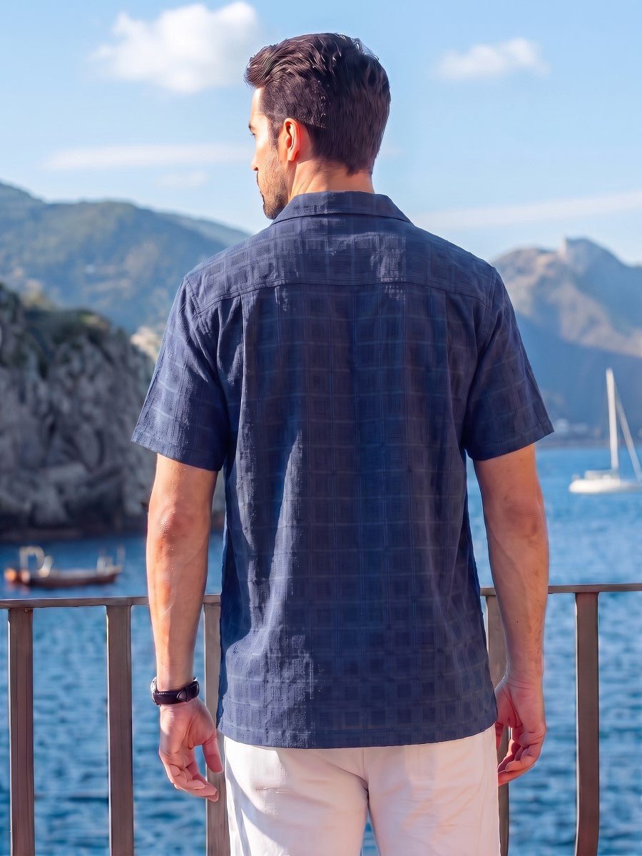 Men's Textured Casual Button Down Short Sleeve