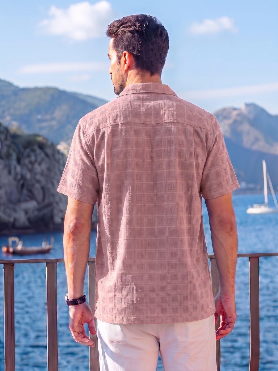 Men's Textured Casual Button Down Short Sleeve