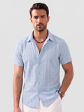Men's Textured Casual Button Down Short Sleeve