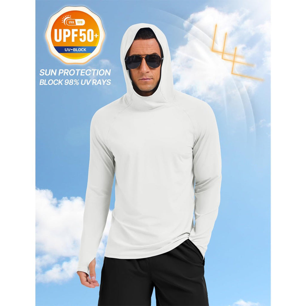 Men's UPF 50+ Sun Hoodie Long Sleeve Quick Dry Rash Guard Shirt