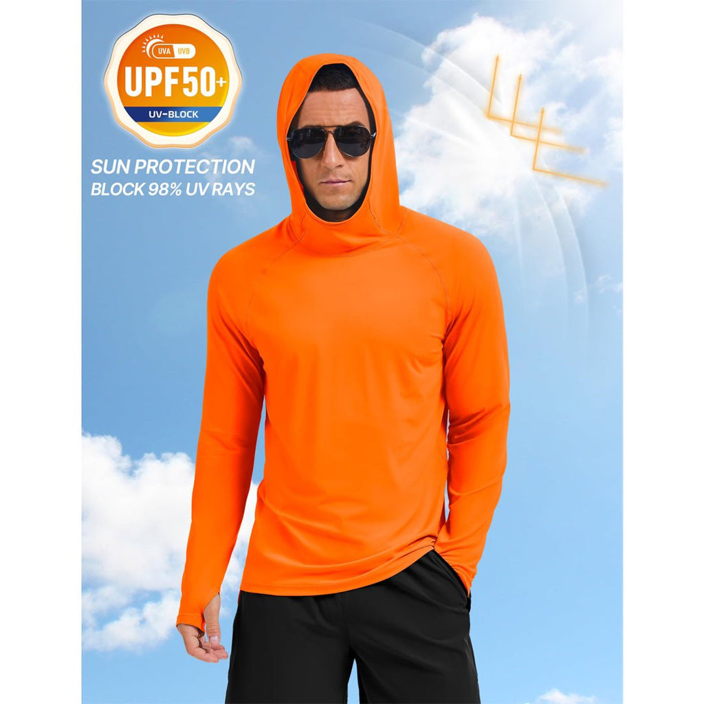 Men's UPF 50+ Sun Hoodie Long Sleeve Quick Dry Rash Guard Shirt