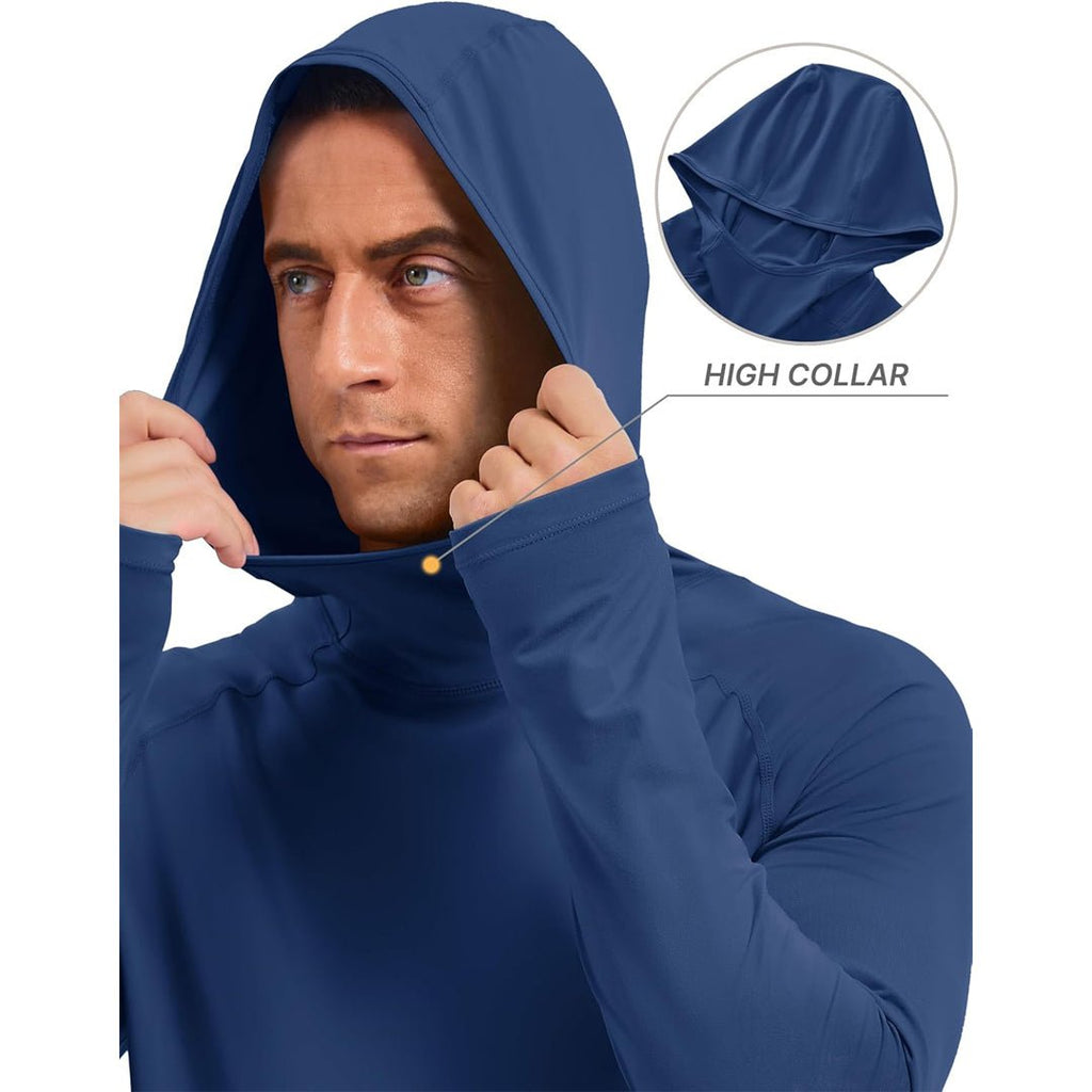 Men's UPF 50+ Sun Hoodie Long Sleeve Quick Dry Rash Guard Shirt